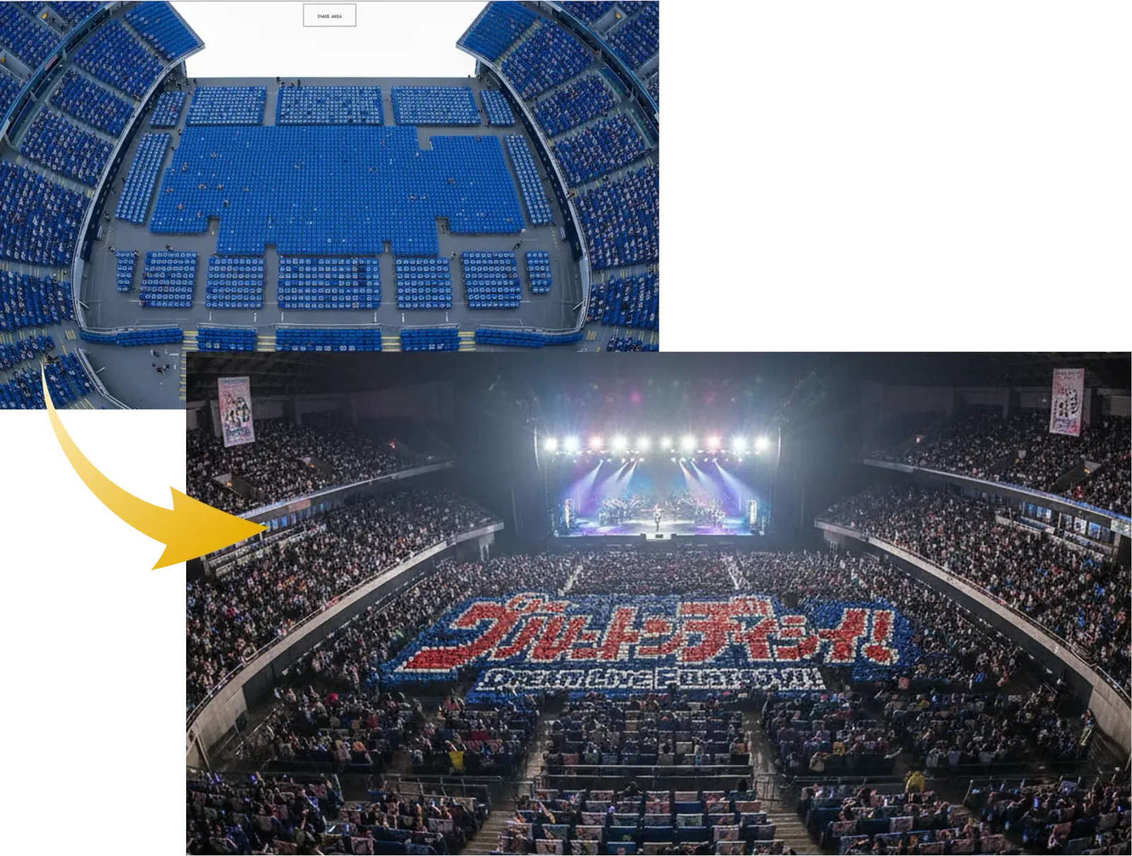 客席全体でロゴを描いたスタジアムのイメージ
