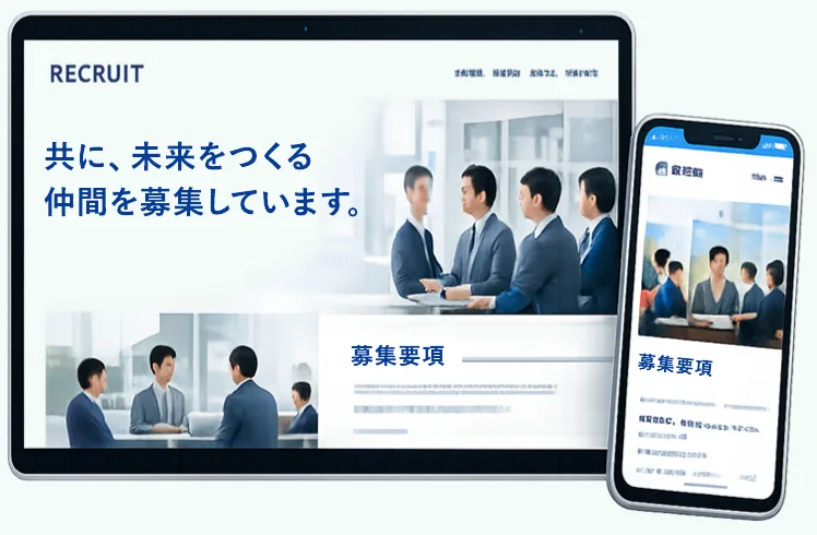 PCとスマホで表示した採用サイトの例